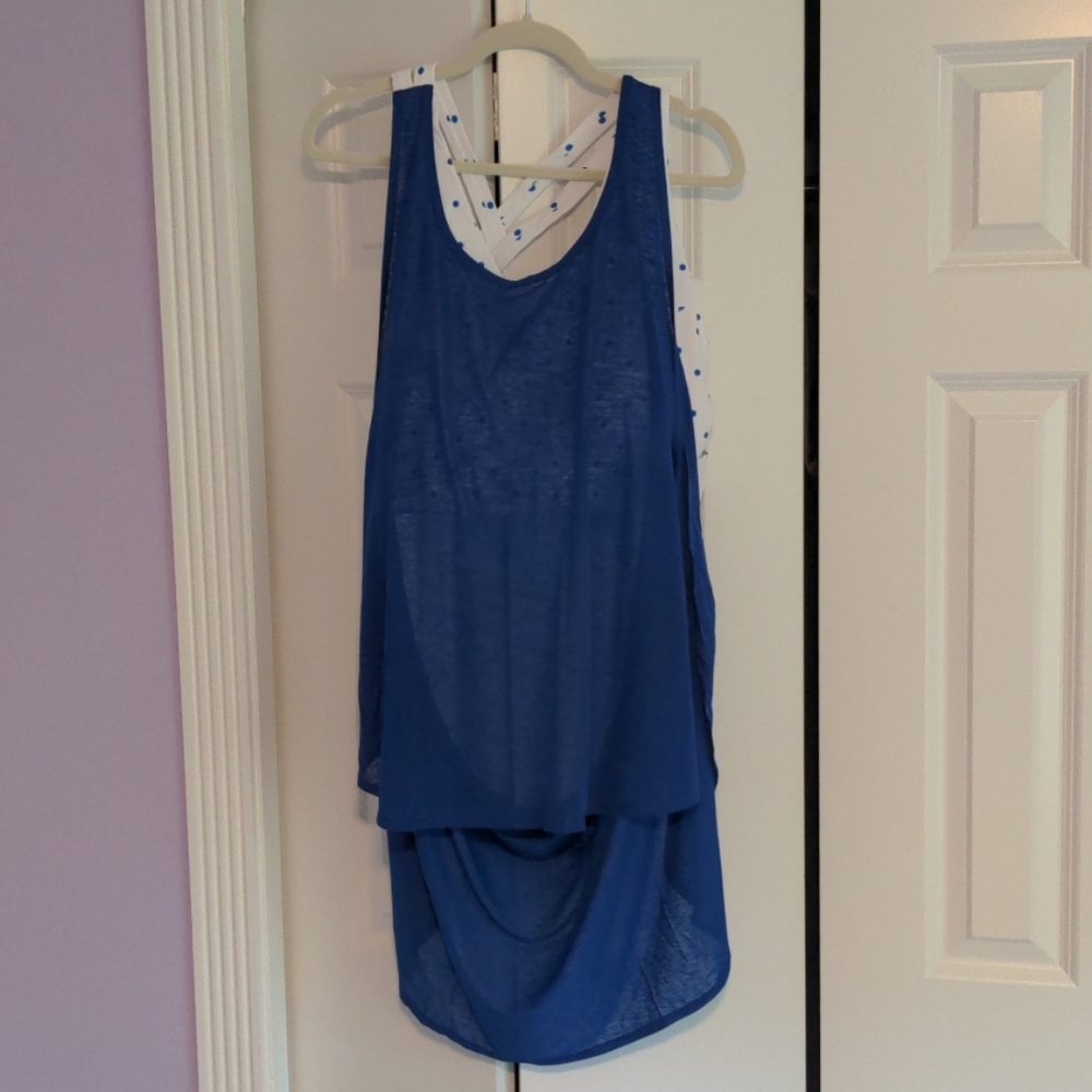 Ryan built in bra tank fabletics 4x blue white